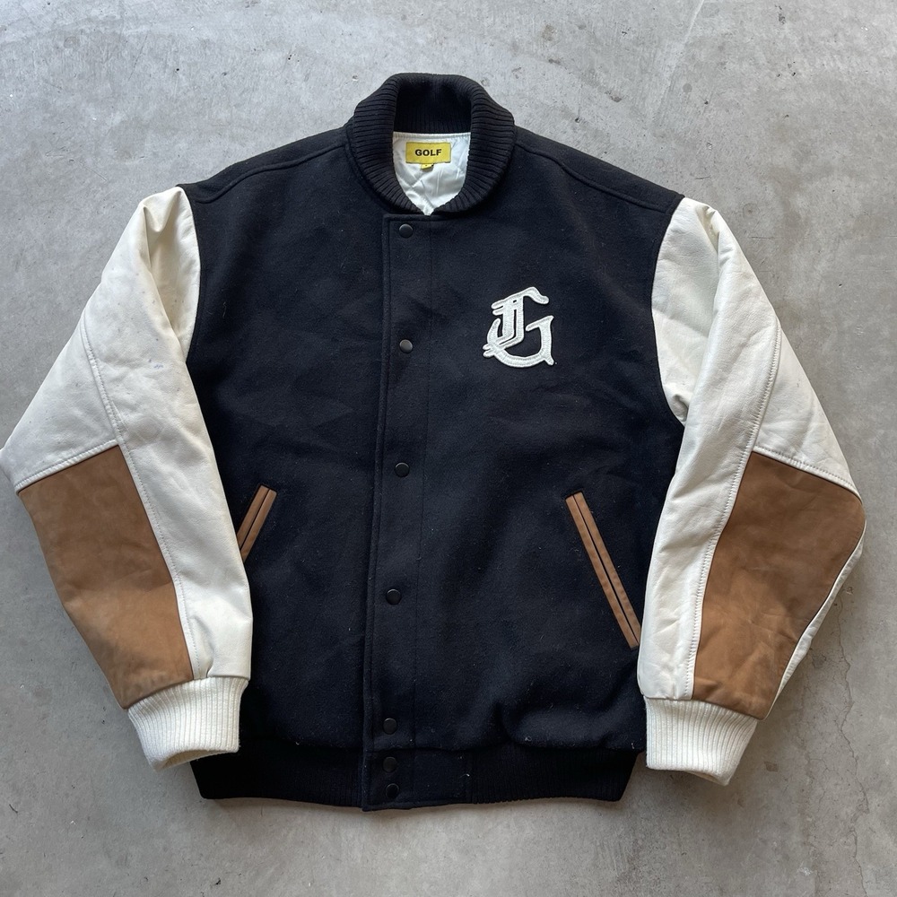 Golf Wang Wool G Varsity Letterman Jacket Size L Tyler The Creator Rare Leather